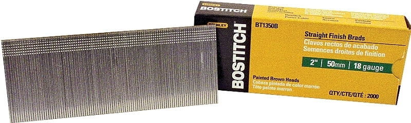 Bostitch BT1350B Nail, 2 in L, 18 Gauge, Steel, Coated, Brad Head, Smooth Shank, 2000/PK