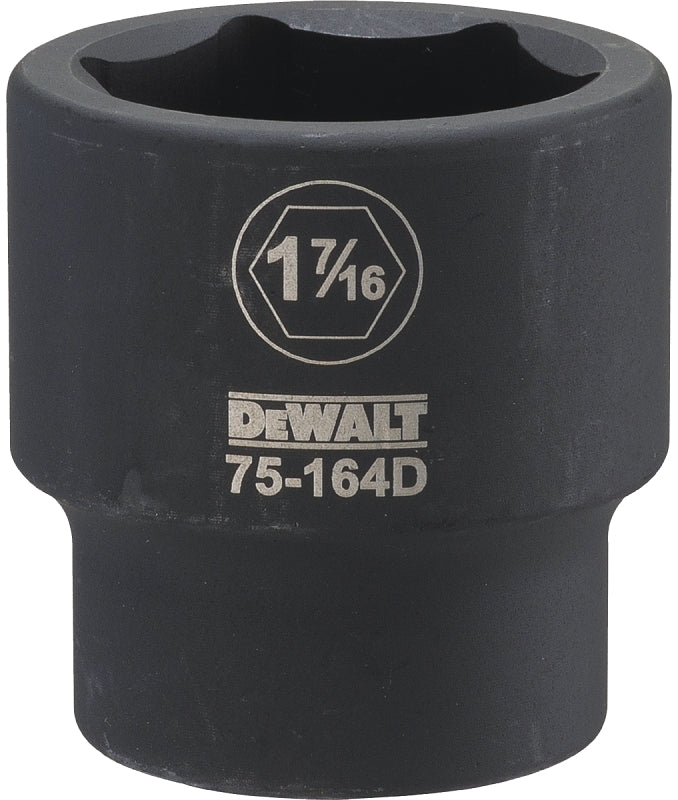 DeWALT DWMT75164OSP Impact Socket, 1-7/16 in Socket, 3/4 in Drive, 6-Point, CR-440 Steel, Black Oxide