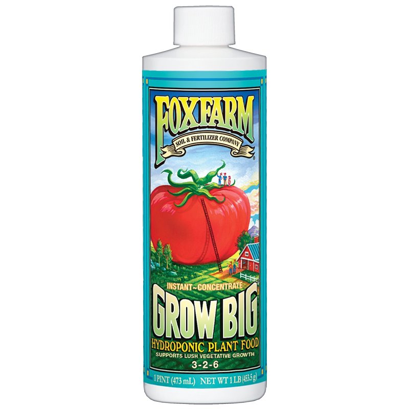 FoxFarm Grow Big Hydro FX14094 Plant Food Concentrate, 1 pt, Liquid, 3-2-6 N-P-K Ratio