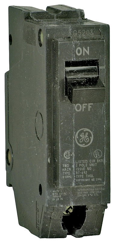 GE THQL1115 Feeder Circuit Breaker, Type THQL, 15 A, 1-Pole, 120/240 V, Non-Interchangeable Trip, Plug