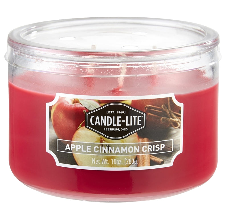 Candle-Lite 1879021 Scented Candle, Apple Cinnamon Crisp Fragrance, Crimson Candle