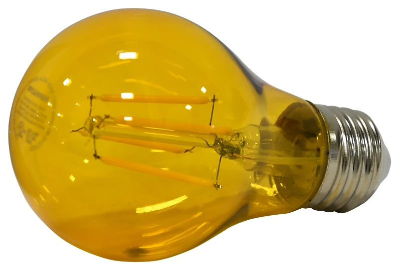 Sylvania 40302 Ultra LED Bulb, General Purpose, A19 Lamp, E26 Lamp Base, Dimmable, Yellow, Colored Light