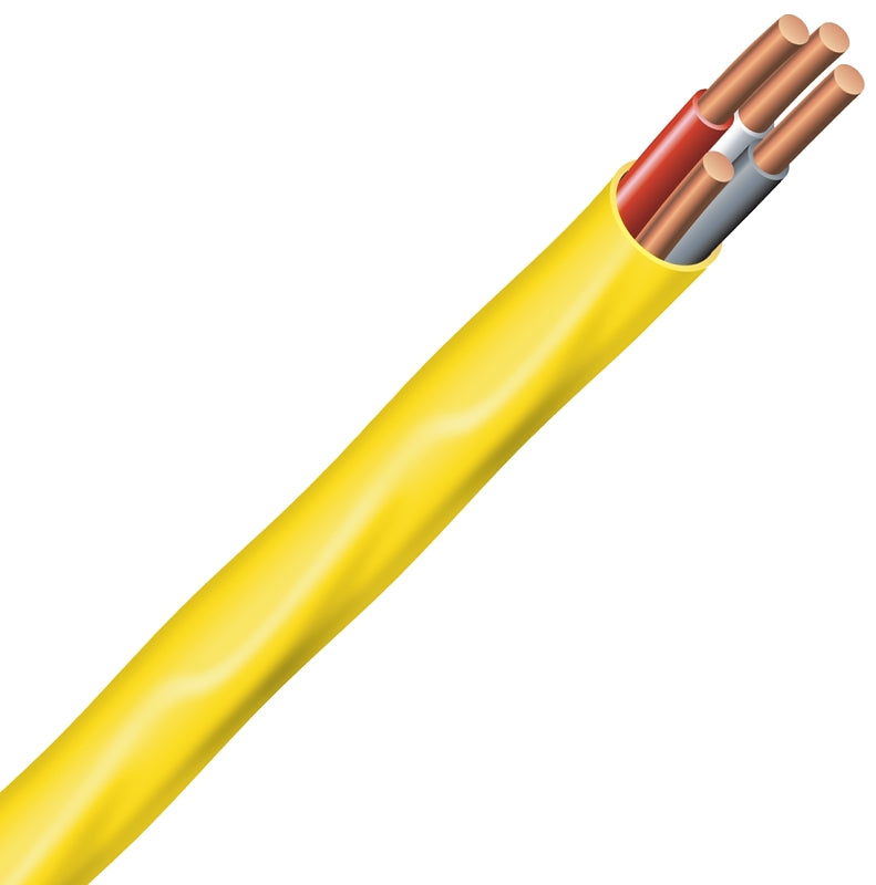 Southwire 12/3NM-WGX25 Sheathed Cable, 12 AWG Wire, 3 -Conductor, 25 ft L, Copper Conductor, PVC Insulation