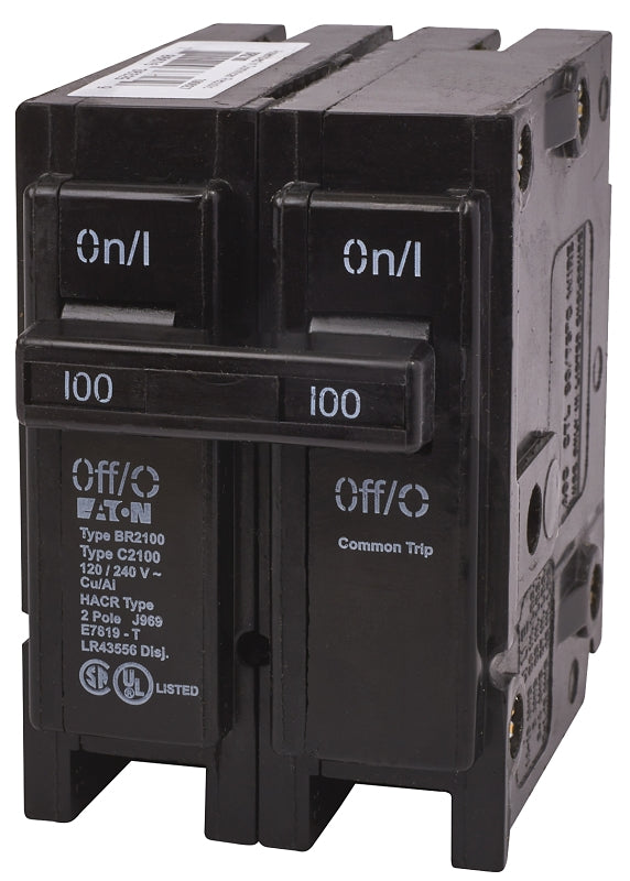 Cutler-Hammer BR2100 Circuit Breaker, Type BR, 100 A, 2-Pole, 120/240 V, Plug