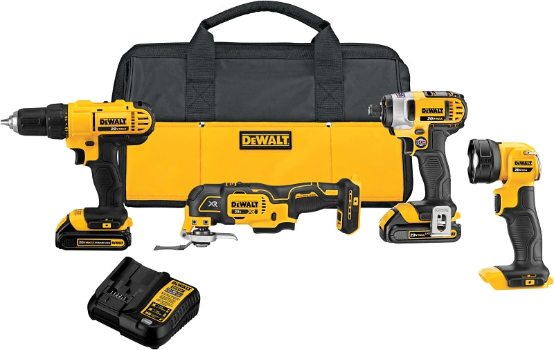 DeWALT DCK444C2 Combination Kit, Battery Included, 20 V, 4-Tool, Lithium-Ion Battery