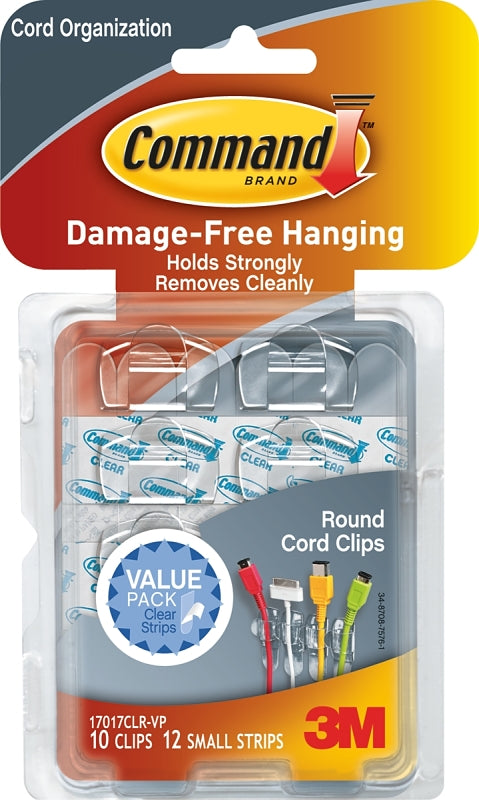 Command 17017CLR-VP Cord Clip, Plastic, Transparent