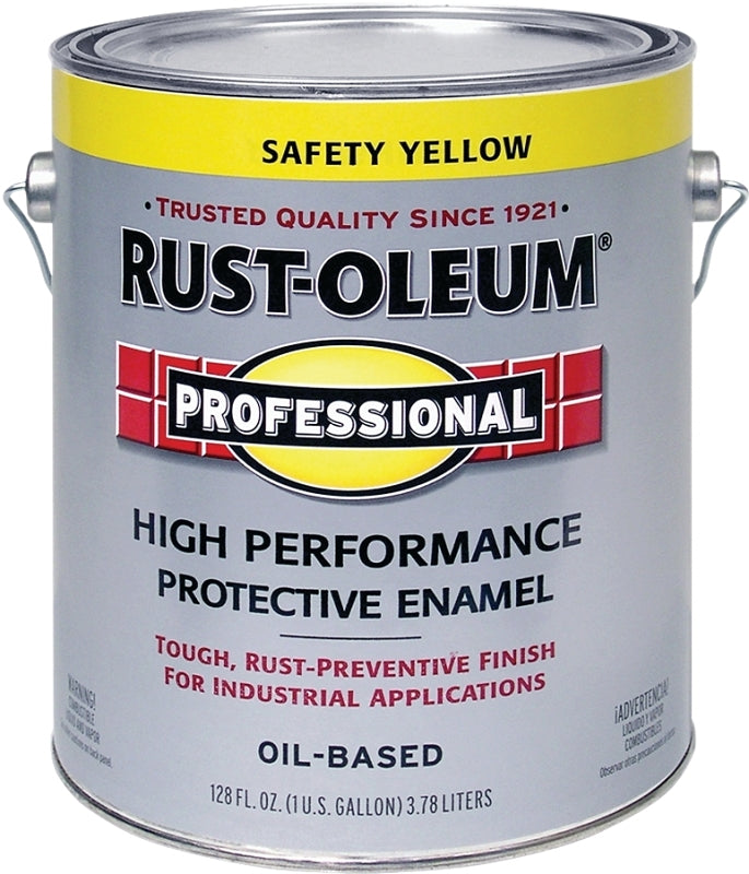 Rust-Oleum 242258 Enamel Paint, Oil, Gloss, Safety Yellow, 1 gal, Can, 255 to 435 sq-ft/gal Coverage Area