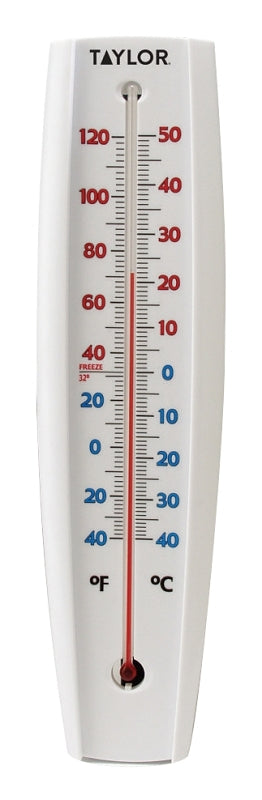 Taylor 5109 Thermometer, -40 to 120 deg F, White Casing