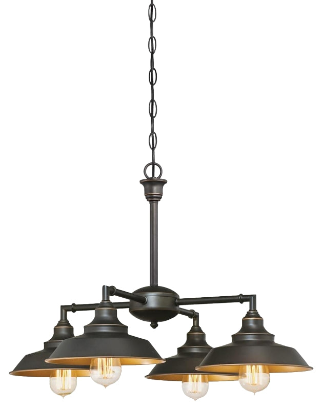 Westinghouse Iron Hill Series 6345000 Chandelier, 120 V, 1-Tier, 4-Lamp, Incandescent, LED Lamp, Metal Fixture