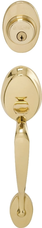 Schlage Plymouth Series F58PLY505 Combination Lockset, Mechanical Lock, Grip Only Handle, Bright Brass, 1 Grade, Metal