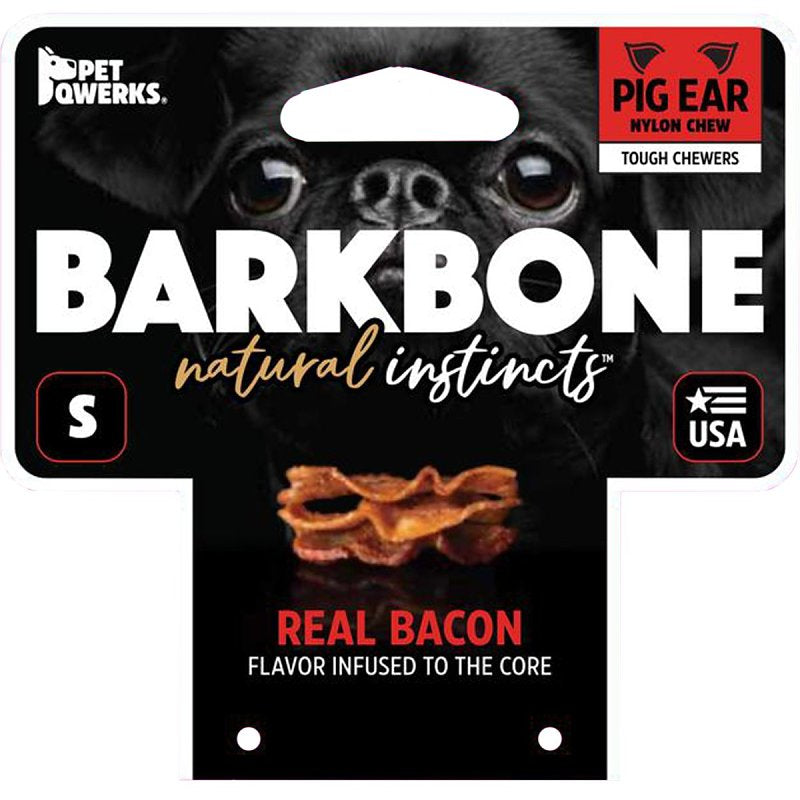 Petmate BarkBone 36070 Dog Toy, S, Bacon, Chew Toy, Natural Instincts Pig Ear, Nylon