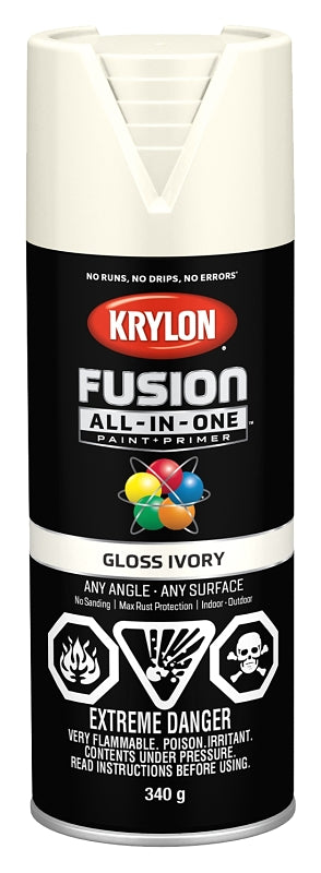 Krylon 427110007 Spray Paint, Gloss, Ivory, 12 oz, Can