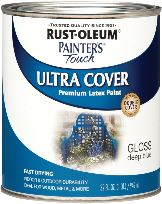 Rust-Oleum 224428T Enamel Paint, Water, Gloss, Deep Blue, 1 qt, Can, 120 sq-ft Coverage Area