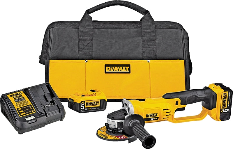 DEWALT DCG412P2 Angle Grinder Kit, Battery Included, 20 V, 5 Ah, 5/8-11 Spindle, 4-1/2 in Dia Wheel, 8000 rpm Speed