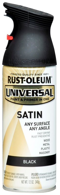 Rust-Oleum 245197 Enamel Spray Paint, Satin, Black, 12 oz, Can