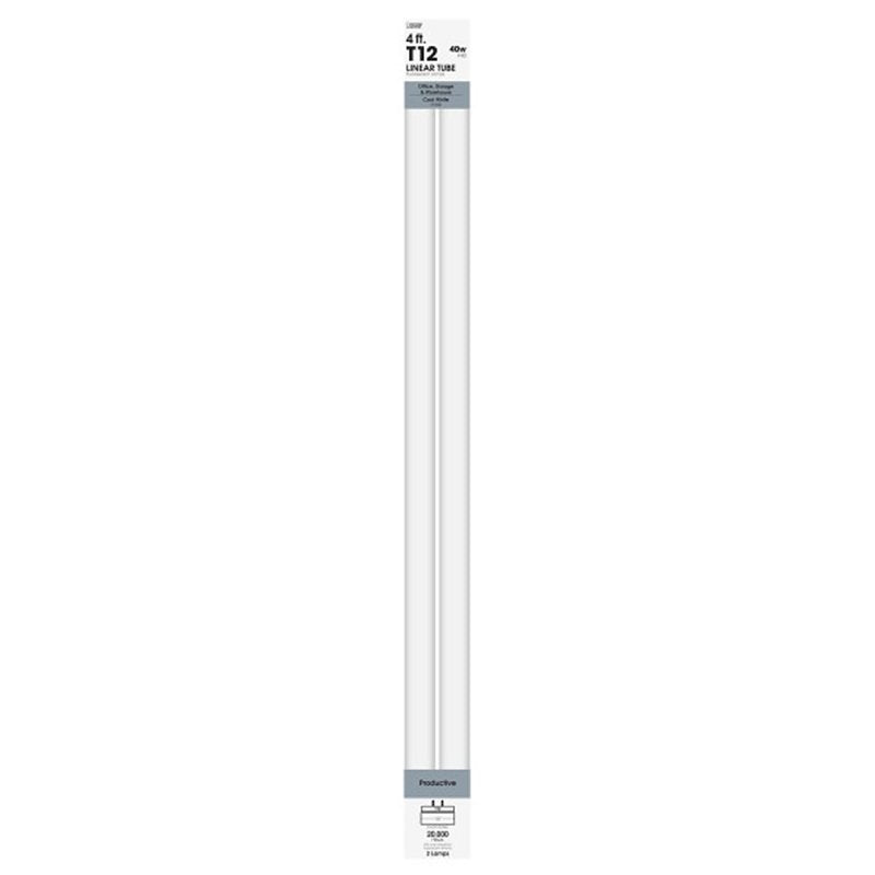 Feit Electric F40CWX/2 Fluorescent Bulb, 40 W, T12 Lamp, G13 Lamp Base, 2600 Lumens, 4100 K Color Temp