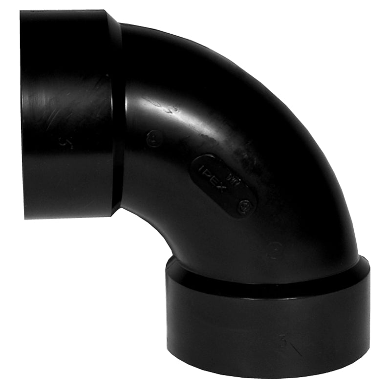 IPEX 027123 Pipe Elbow, 3 in, Hub, 90 deg Angle, ABS, SCH 40 Schedule