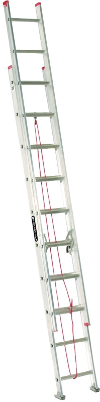 Louisville L-2324-20 Extension Ladder, 240 in H Reach, 200 lb, 1-1/2 in D Step, Aluminum