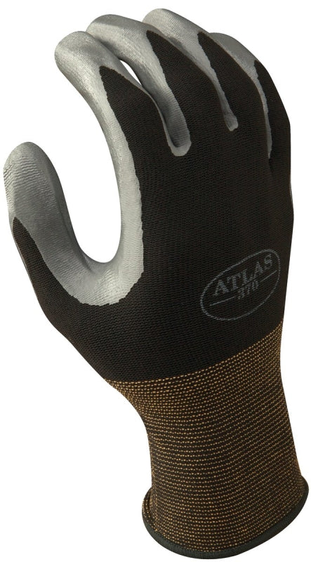 Showa 370BL-08.RT Protective Gloves, L, Knit Wrist Cuff, Nitrile, Black/Gray