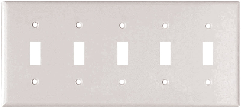 Eaton Wiring Devices 2155W-BOX Wallplate, 4-1/2 in L, 10 in W, 5 -Gang, Thermoset, White