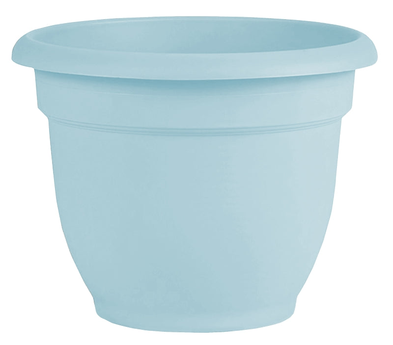 Bloem AP0837 Planter, 6.8 in H, 8-3/4 in W, 8-3/4 in D, Round, Plastic, Misty Blue