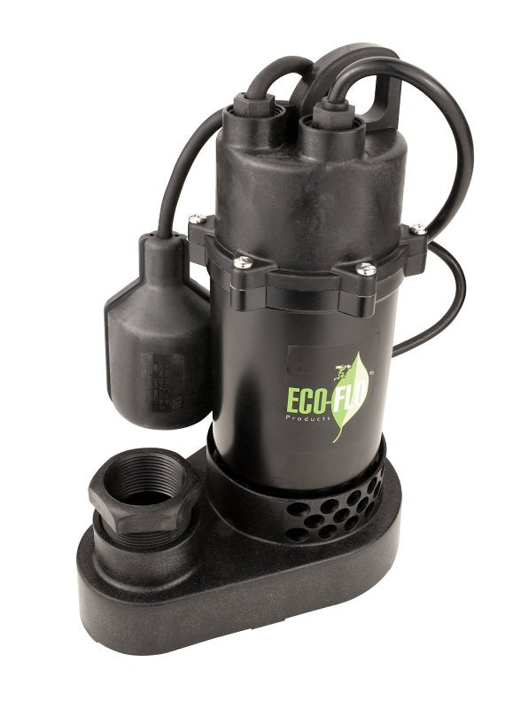 Eco-Flo SPP33W Sump Pump, 115 V, 1/3 hp, 25 ft Max Lift Head, 3600 gph, Thermoplastic Impeller