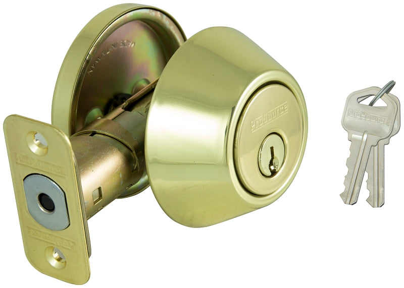 ProSource Signature Series D271-RU5V Deadbolt, 3 Grade, Polished Brass, 2-3/8, 2-3/4 in Backset, KW1 Keyway
