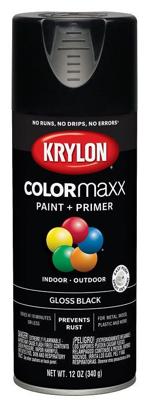 Krylon K05505007 Enamel Spray Paint, Gloss, Black, 12 oz, Can