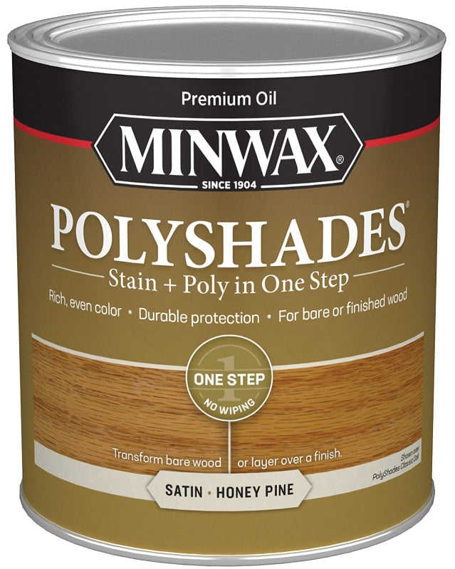 Minwax 61310444 Waterbased Polyurethane Stain, Satin, Liquid, Honey Pine, 1 qt, Can