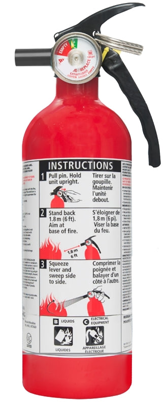 Kidde Home 466296MTL Fire Extinguisher, 2.5 lb Capacity, 1-A:10-B:C, A, B, C Class