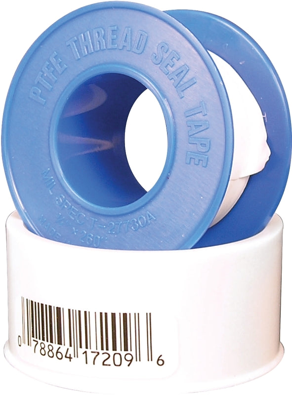 Harvey 17209B Thread Seal Tape, 260 in L, 3/4 in W, PTFE, Blue/White