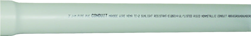 JM Eagle 67512 Conduit, 3 in, 10 ft L, SCH 40, PVC