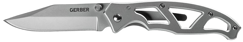 Gerber Paraframe Series 31-003612 Folding Knife, 3 in L Blade, Stainless Steel Blade, Silver Handle