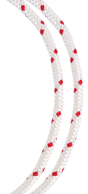 BARON 52804 Rope, 1/4 in Dia, 50 ft L, #8, 120 lb Working Load, Polyester, Red/White