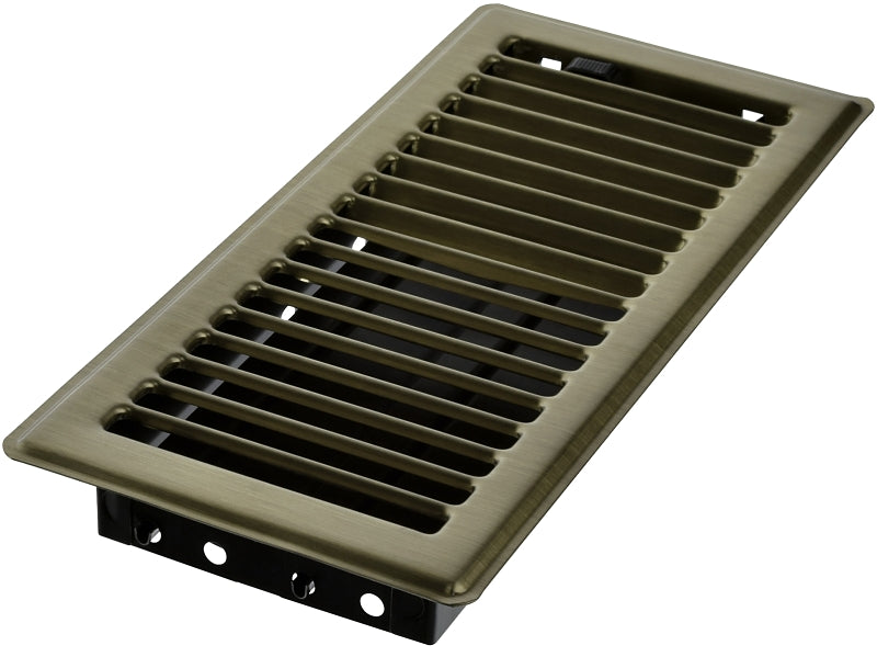 Imperial RG0225 Floor Register, 10 in L, 4 in W, Steel, Antique Brass