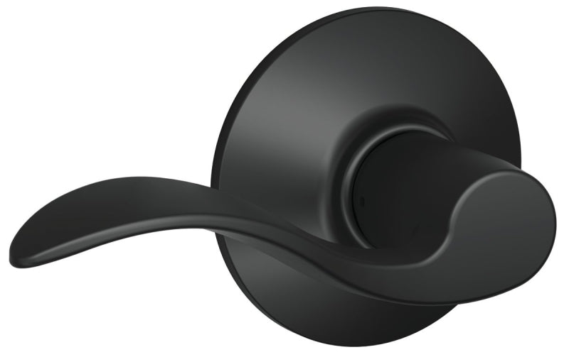 Schlage Accent Series F10ACC622 Passage Lever, Mechanical Lock, Matte Black, Metal, Residential, 2 Grade