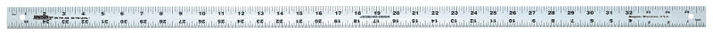 Johnson J236 Yardstick, SAE Graduation, Aluminum, Clear, 1-1/8 in W, 0.075 in Thick