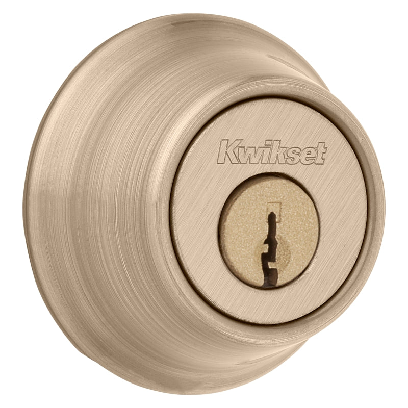 Kwikset 660 Series 665 5RCLRCSK3BX Deadbolt, 3 Grade, Keyed Alike Key, Steel, Antique Brass, 2-3/8, 2-3/4 in Backset