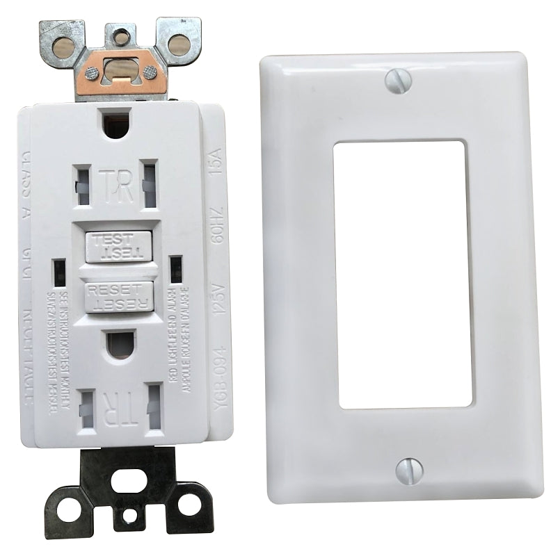 Genmax TR15WST GFCI Receptacle/Outlet, 15 A, White