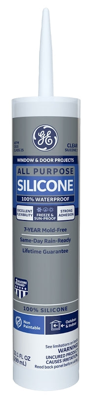 GE Silicone 1 2795576 All Purpose Sealant, Clear, 24 hr Curing, 10.1 fl-oz Cartridge