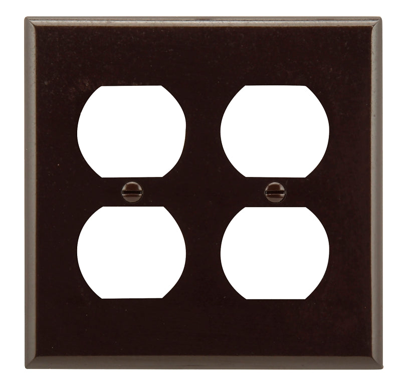 Eaton Wiring Devices 2150B-BOX Receptacle Wallplate, 4-1/2 in L, 4-9/16 in W, 2 -Gang, Thermoset, Brown