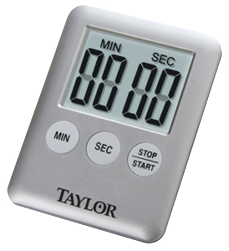 Taylor 5842N15 Timer, LCD Display, 0 min 0 sec to 99 min 59 sec, Gray