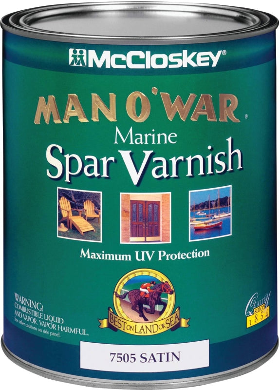 McCloskey Man O' War 080.0007505.005 Marine Spar Varnish, Satin, Clear, Liquid, 1 qt, Can
