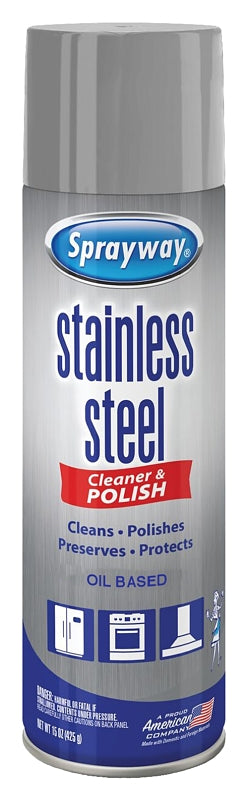 Sprayway SW841RETAIL Cleaner and Polish, 15 oz Can, Liquid, Lemon, Clear