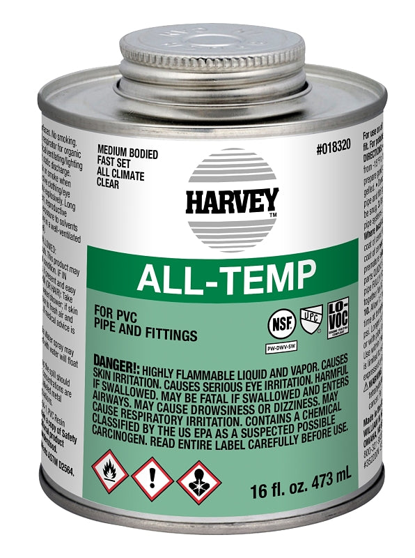 Harvey 18320-12 Solvent Cement, 16 oz Can, Liquid, Gray