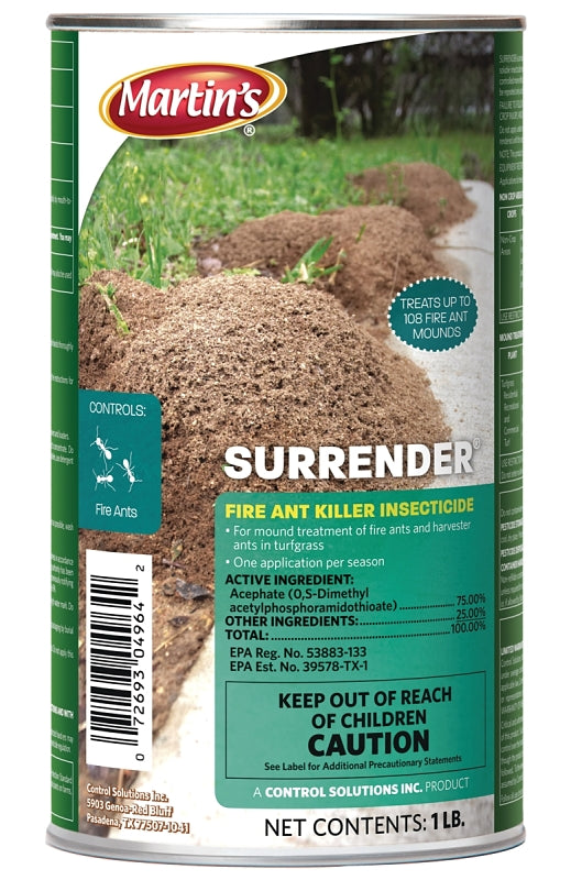 Martin's Surrender 82004964 Fire Ant Killer Insecticide, Powder, 1 lb