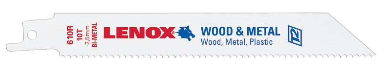 Lenox 22761OSB610R Reciprocating Saw Blade, 3/4 in W, 6 in L, 10 TPI, HSS Cutting Edge, 50/PK