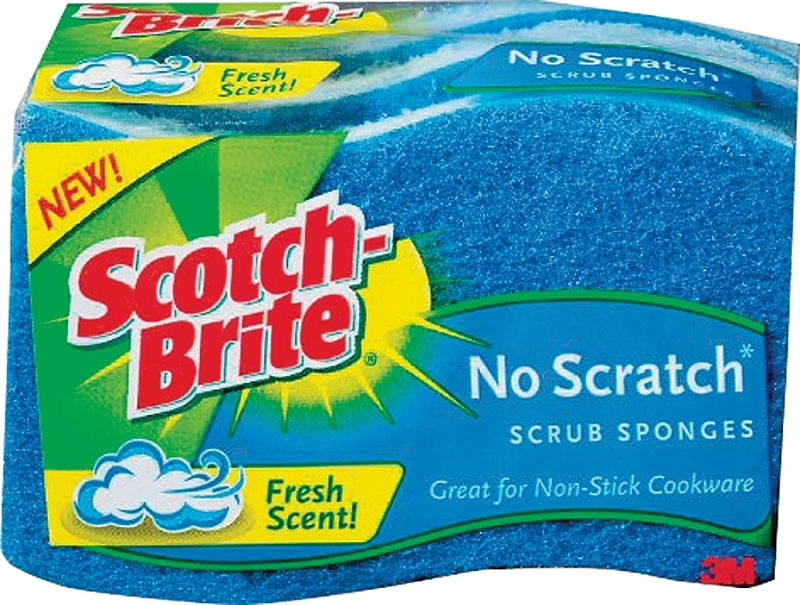 Scotch-Brite MP-3 Scrub Sponge, 4.4 in L, 2.6 in W, 0.8 in Thick, Cellulose, Blue