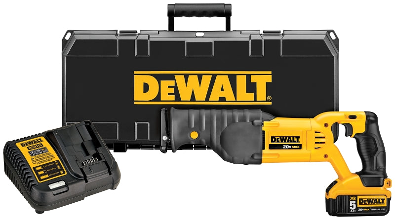 DeWALT DCS380P1 Reciprocating Saw Kit, Battery Included, 20 V, 5 Ah, 1-1/8 in L Stroke, 0 to 3000 spm