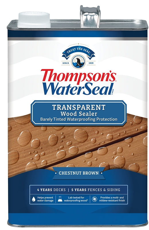 Thompson's WaterSeal TH.091301-16 Wood Sealer, Transparent, Liquid, Chestnut Brown, 1 gal